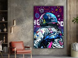 astronaut pop art canvas print , graffiti canvas wall decor , pop art print , street art canvas decor