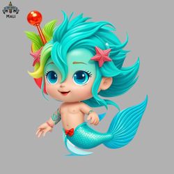 cute baby merman sublimation png download