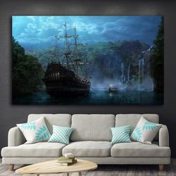 ship, sailboat canvas painting, steamboat painting, boat home decor, warship, pirate ship canvas painting, ship art,-11