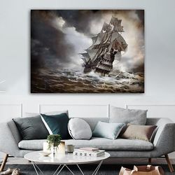 ship, sailboat canvas painting, steamboat painting, boat home decor, warship, pirate ship canvas painting, ship art,-2