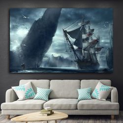 ship, sailboat canvas painting, steamboat painting, boat home decor, warship, pirate ship canvas painting, ship art,-3