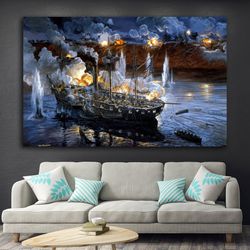ship, sailboat canvas painting, steamboat painting, boat home decor, warship, pirate ship canvas painting, ship art,-5