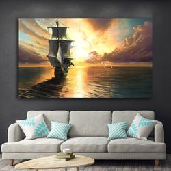 ship, sailboat canvas painting, steamboat painting, boat home decor, warship, pirate ship canvas painting, ship art,-7