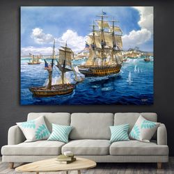 ship, sailboat canvas painting, steamboat painting, boat home decor, warship, pirate ship canvas painting, ship art,-8