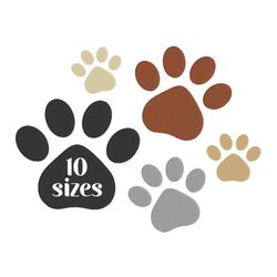 paw print embroidery design, machine embroidery, paw print embroidery, 10 sizes, digital download