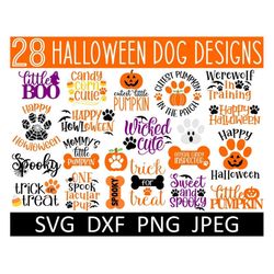 halloween dog bandana svg, paw print svg, digital download, cut files, sublimation, dog clipart (28 individual svg/dxf/p