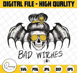 bad witch png for sublimation, halloween fall skull bun, witch digital download, halloween png, clipart file