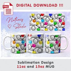 trendy 3d inflated puffy christmas pattern - 11oz 15oz mug - sublimation mug wrap