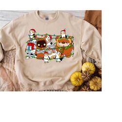 cute reindeer wicket ewoks endor christmas lights candy canes shirt, funny star wars characters xmas tee, disneyland gal