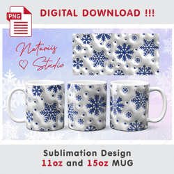 trendy 3d inflated puffy christmas pattern - 11oz 15oz mug - sublimation mug wrap