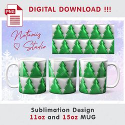 trendy 3d inflated puffy christmas pattern - 11oz 15oz mug - sublimation mug wrap