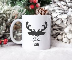 cute reindeer mug, personalized reindeer face, eve box filler