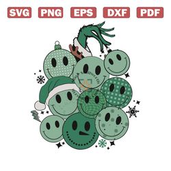 retro happy christmas smiley face grinch hand svg file