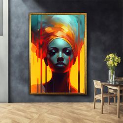 african woman art , colorful women art , women canvas print , african woman wall decor , canvas wall art , canvas wall d