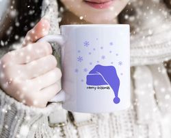 mug santa hat christmas cup, smooth filler festive novelty, santa elf coffee mug