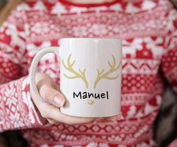 personalized reindeer mug, christmas reindeer, eve box filler