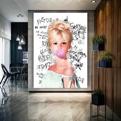 brigitte bardot canvas, gummy woman painting, graffiti famous woman decor, gummy woman pop art, graffiti woman art-1