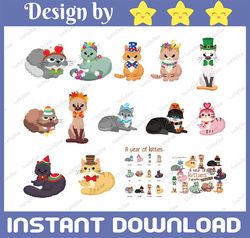 cat halloween bundle png, pumpkin cat halloween png, pumpkin png, cat cute png, love cat png, cat fall png, cat combo