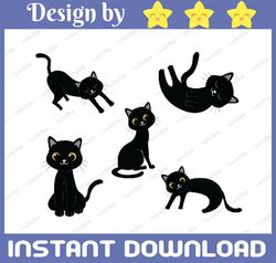 black kitties png, cat halloween bundle png, cat cute png, love cat png, cat fall png, cat combo png bundle