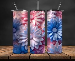 3d flowers tumbler wrap, 3d floral sublimation tumbler design,instant digital download png 09
