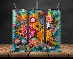 3d flowers tumbler wrap, 3d floral sublimation tumbler design,instant digital download png 17