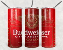 budweiser beer tumbler png - drink tumbler design - straight design 20oz/ 30oz skinny tumbler png - instant download