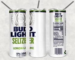 bud light seltzer lemon lime tumbler png - drink tumbler design - straight design 20oz/ 30oz skinny tumbler png