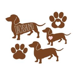 dachshund svg, weiner dog svg, dog svg, digital download, cut files, sublimation, clip art (includes 5 individual svg/dx