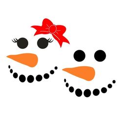 snowman/snowgirl face svg, christmas svg, winter svg, digital download, cut files, sublimation, clipart (individual svg/