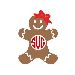 gingerbread girl monogram svg, christmas monogram frame, digital download, , cut file, sublimation, clipart (svg/dxf/png