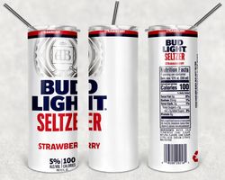 bud light seltzer strawber tumbler png - drink tumbler design - straight design 20oz/ 30oz skinny tumbler png - png file