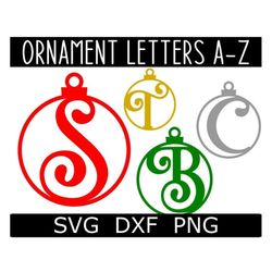 monogram svg/dxf/png alphabet, christmas ornament letters alphabet, digital download, cut file, clip art, 26 svg/dxf/png