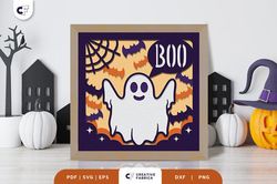 halloween boo 3d shadow box svg