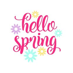 hello spring svg, door sign svg, easter svg, flowers, digital download, cut file, sublimation, clip art (includes svg/pn