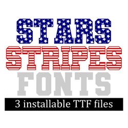 stripes font, stars font, varsity font, patriotic font, 4th of july fonts, sports font, digital download, 3 installable