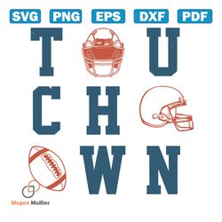 retro football touch down game day svg digital file