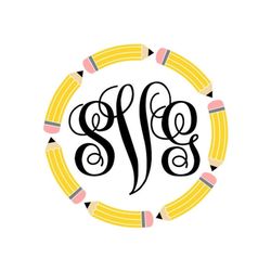 pencil svg, pencil monogram frame, teacher svg, school, digital download, cut file, sublimation, clip art (svg/dxf/png f