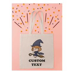 custom text halloween candy bag, halloween tote bag, halloween candy bag, personalized treat bag for kids, toddler hallo