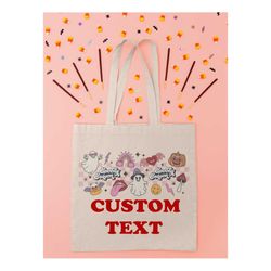 custom text halloween candy bag, halloween personalized tote bag, halloween candy bag, treat bag for kids, toddler hallo