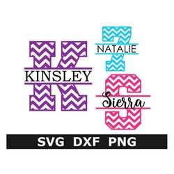 Split Monogram SVG/DXF/PNG, Split Chevron Alphabet, School Monogram, Digital Download, Cut Files, Sublimate, 36 individu