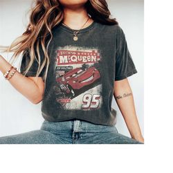 vintage lightning mcqueen shirt, mcqueen 95 comfort colors shirt, retro disney car shirt, cars movie shirt, disney cars