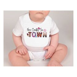 new cowboy in town baby bib, personalized bibs for babies & infants, country baby bibs, baby shower gift