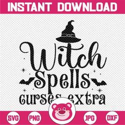 witch spells curses extra svg, witch spells svg, bat,  witch hat craft design, witch craft svg, witchcraft, witches