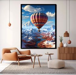 flying balloon canvas, cappadocia balloon landscape, fizzy balloon art, helium balloon wall art-1