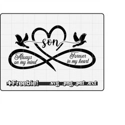 son memorial svg, always in my mind forever in my heart svg, memorial svg, baby loss svg, baby feet svg, rip, miscarriag