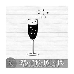 champagne glass - instant digital download - svg, png, dxf, and eps files included! new years, wedding, celebrate