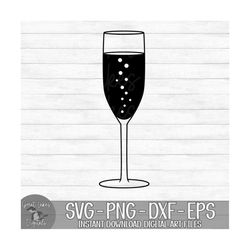 champagne glass - instant digital download - svg, png, dxf, and eps files included! wedding, new years, cut file