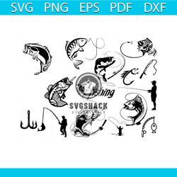 fishing bundle svg, animal svg, fish svg, fishing rod svg, fisherman svg, hook svg, love fishing svg, fishing lovers gif