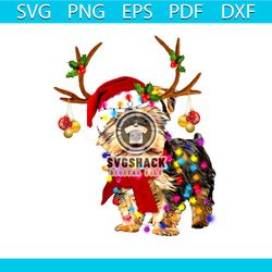 dog christmas svg, animal svg, santa hat svg, reindeer band svg, red scarf svg, christmas light svg, star svg, christmas