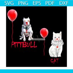 pitbull halloween cats svg, animal svg, dogs svg, cute dogs svg, cat svg, cat lovers svg, halloween cat svg, balloon svg